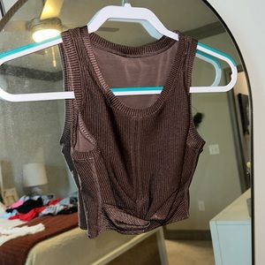 Aerie cropped twist-front top